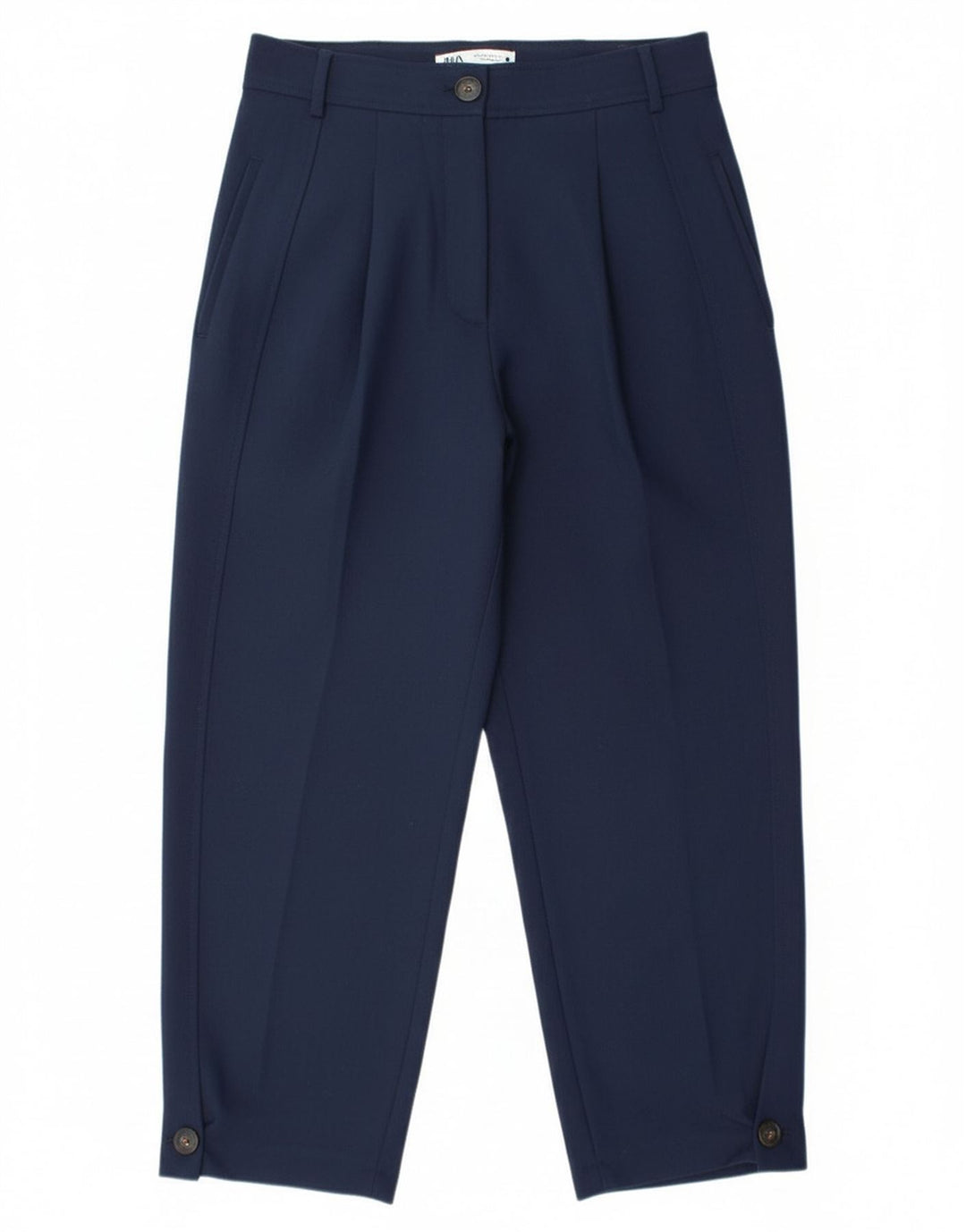 Zara Dame Pegged Chino Bukser Medium W28 L26 Navy Blue Polyester