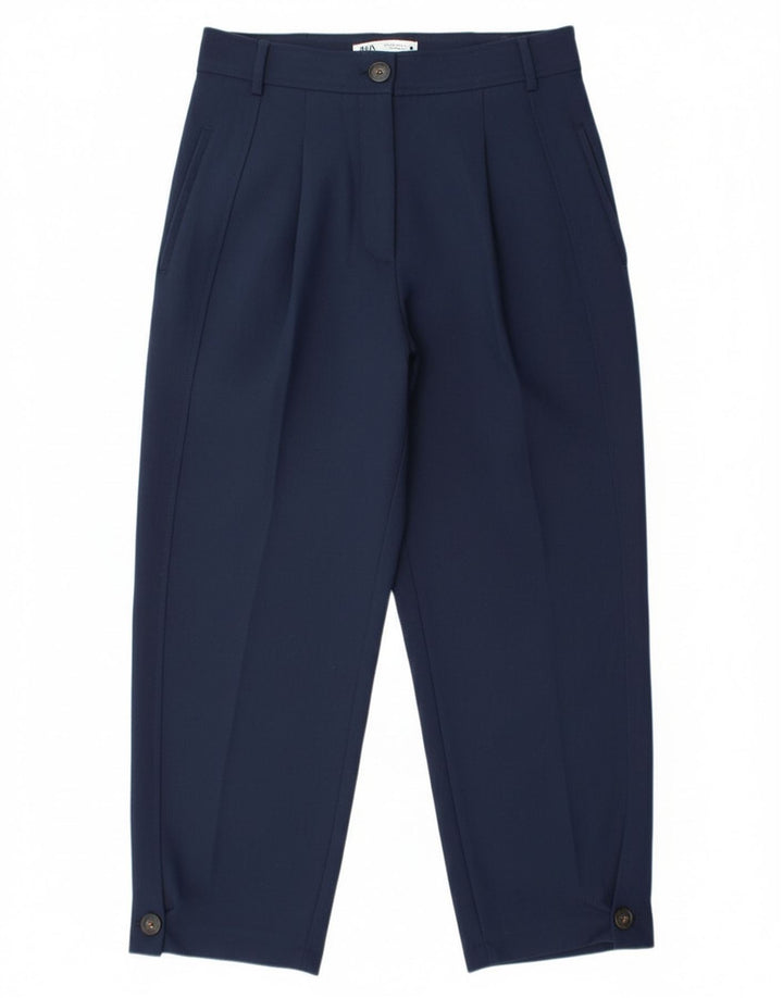 Zara Dame Pegged Chino Bukser Medium W28 L26 Navy Blue Polyester
