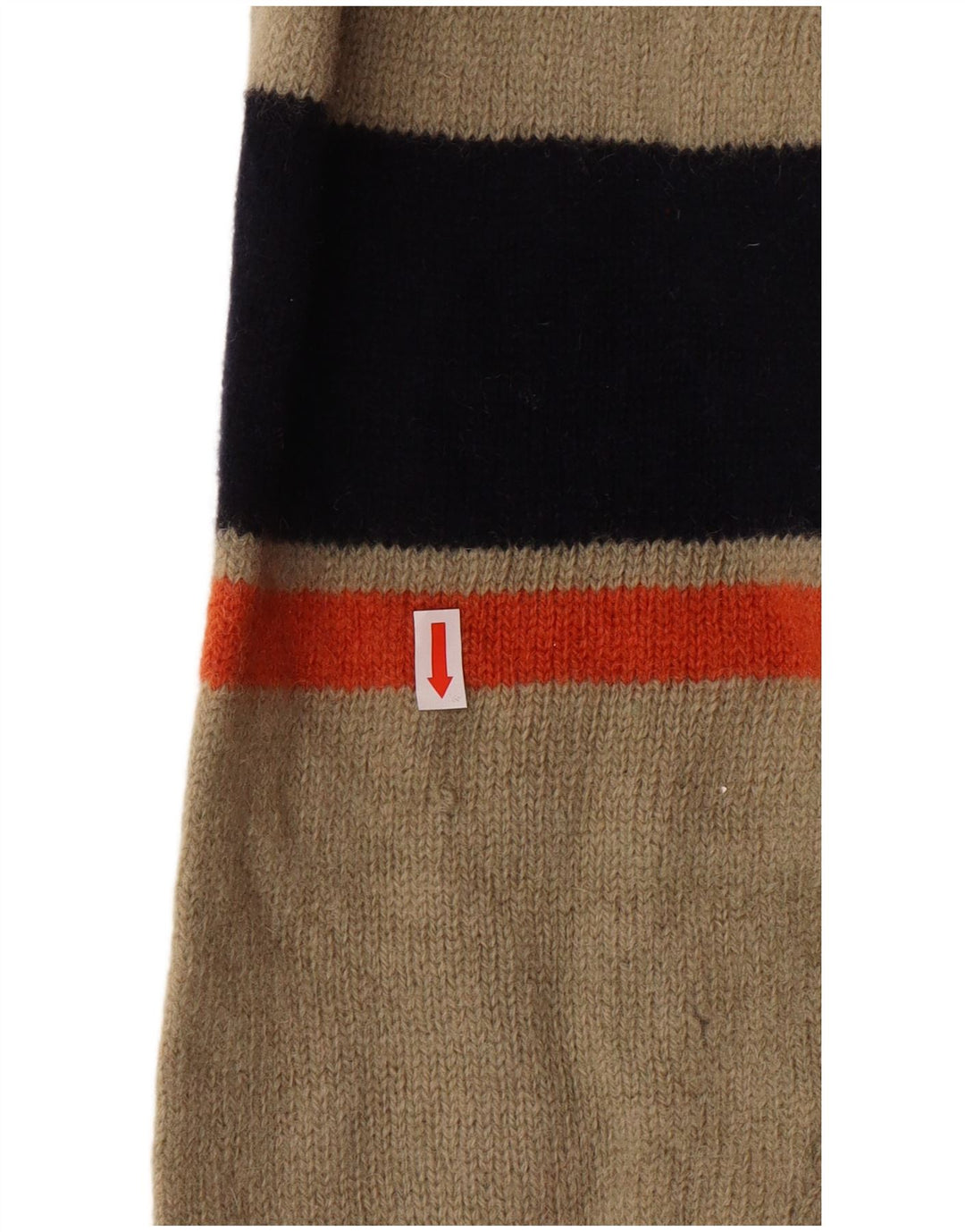 Kappa Dame Zip Neck Jumper Sweater Medium Beige Stribet Uld Klassisk