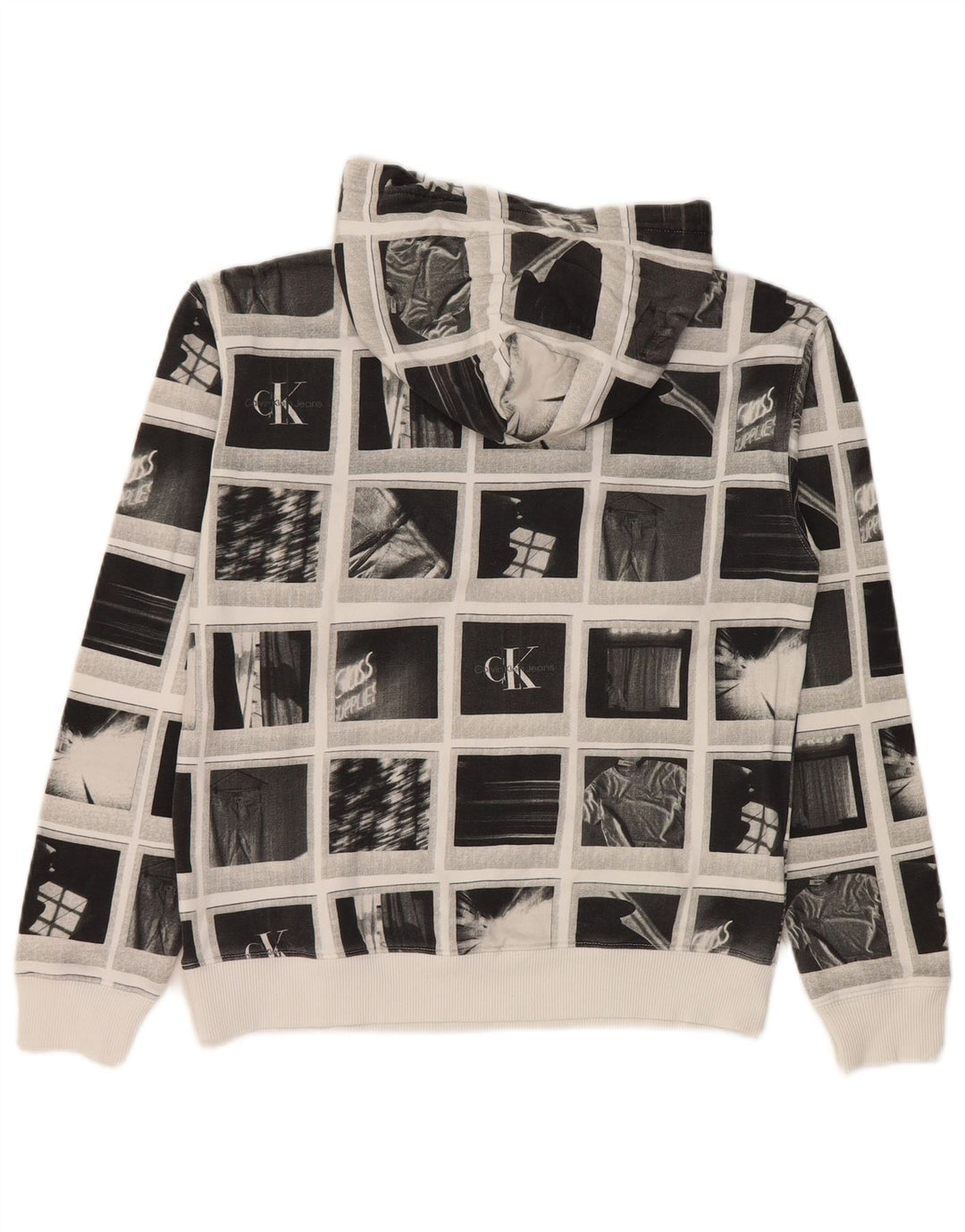 Calvin Klein Jeans Grafisk hættetrøje til drenge 13-14 år Grå patchwork