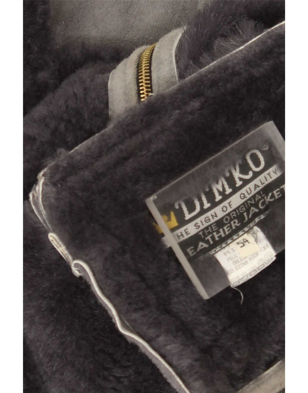 Vintage Herre Shearling Gilet IT 54 2XL Grå Læder