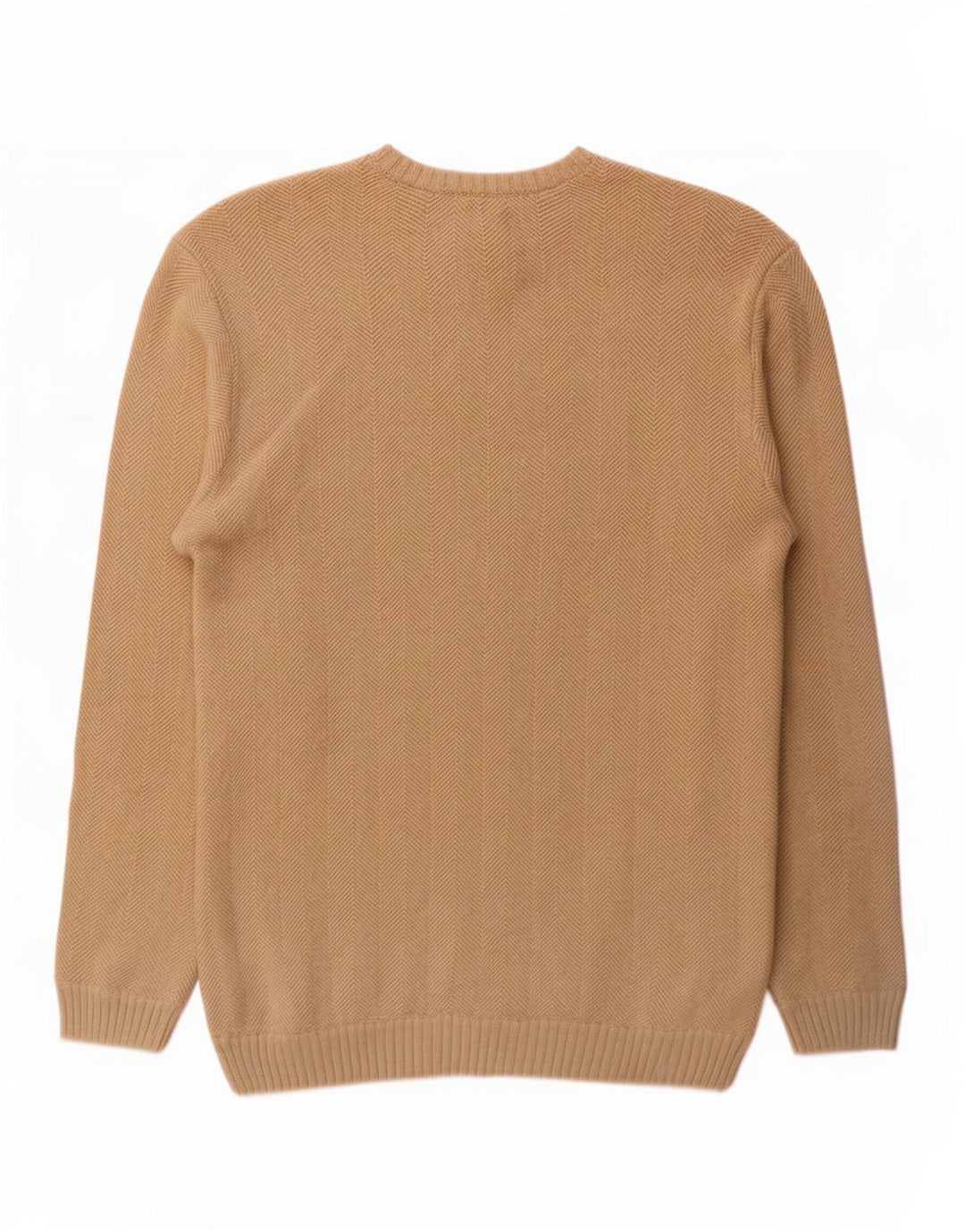 Chaps Herre Crew Neck Jumper Sweater Stor Beige Chevron Bomuld