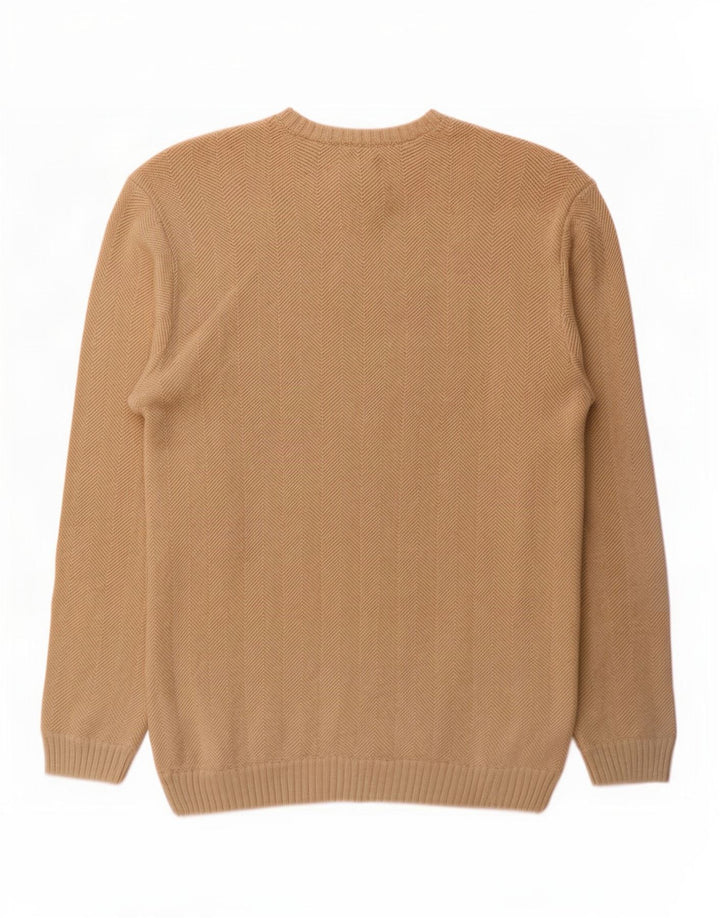 Chaps Herre Crew Neck Jumper Sweater Stor Beige Chevron Bomuld