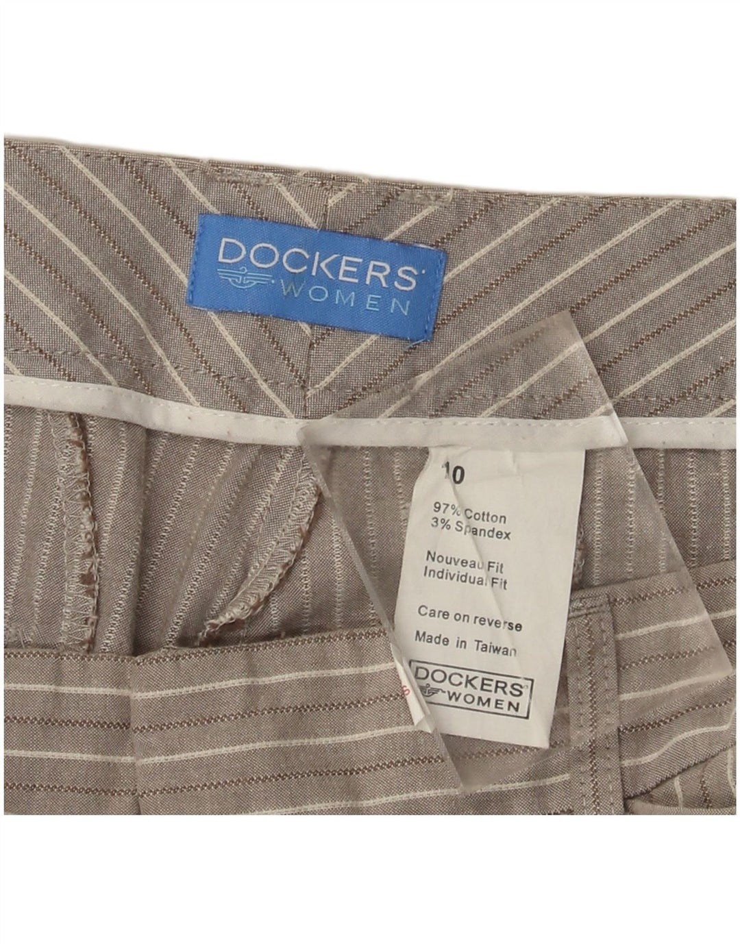 DOCKERS Dame Capri Bukser US 10 Large W30 L22 Gråstribet bomuld
