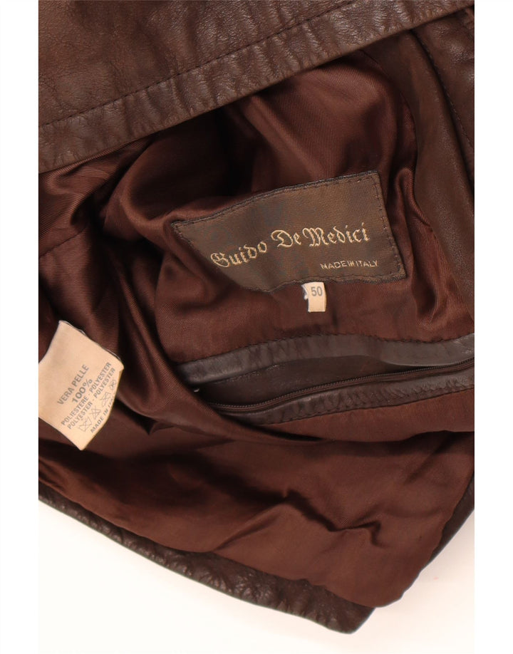 Vintage herre læderjakke IT 50 Stor brunt læder