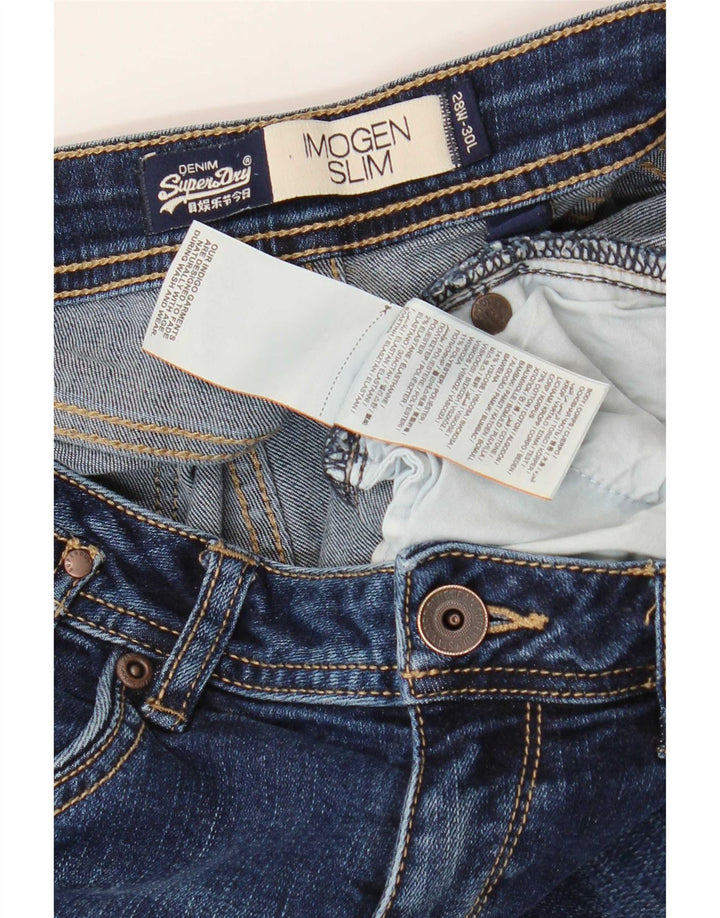Superdry Dame Imogen Slim Jeans W28 L30 Blå Bomuld