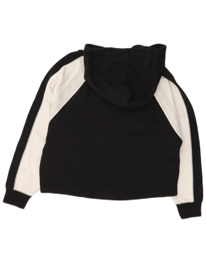 ELLESSE Womens Oversized Hoodie Jumper UK 10 Small Black Colourblock