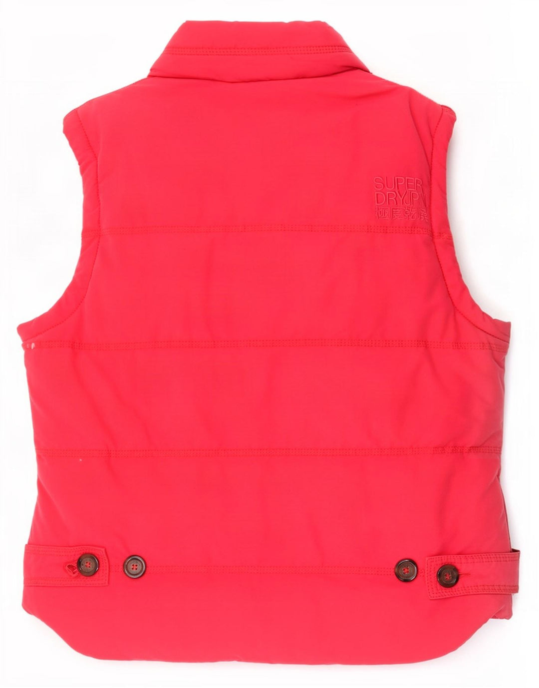 Superdry Womens Polstret Gilet UK 14 Medium Red Bomuld
