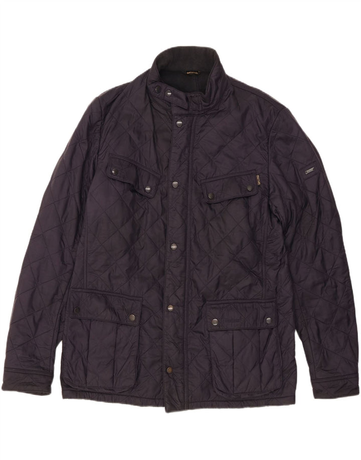 BARBOUR Herre quiltet jakke UK 42 XL Marineblå polyamid