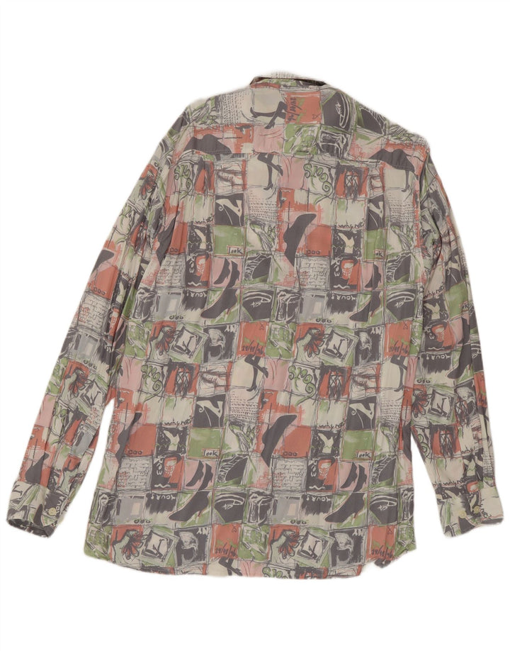 Olymp Herre grafisk skjorte størrelse 38 Medium Flerfarvet Patchwork Viscose