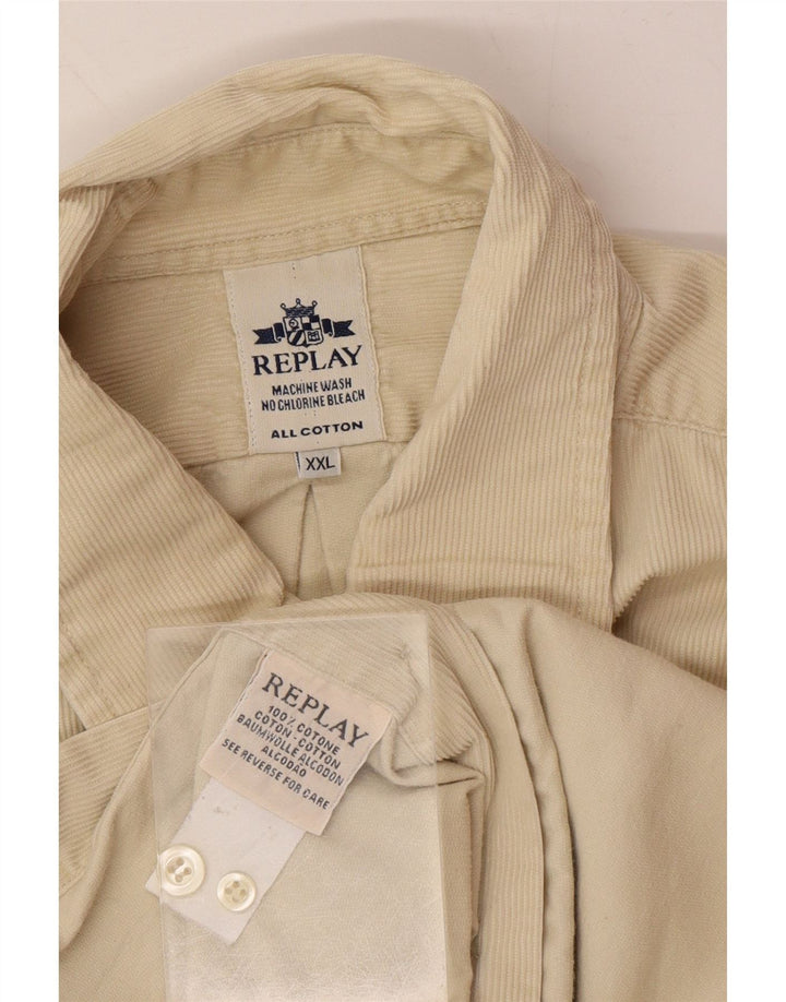 REPLAY Mens Corduroy Shirt 2XL Beige Cotton Vintage Replay and Second-Hand Replay from Messina Hembry 