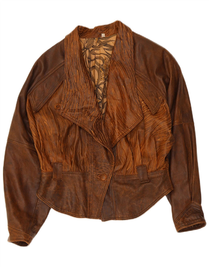Vintage dame bomber læderjakke IT 44 Medium Brown Tie Dye Biker