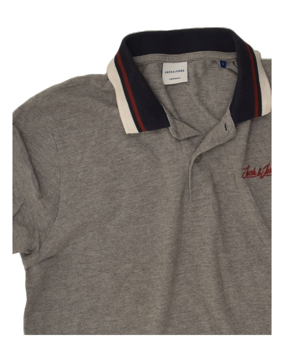 JACK & JONES Mens Polo Shirt Large Grey Cotton | Vintage Jack & Jones | Thrift | Second-Hand Jack & Jones | Used Clothing | Messina Hembry 
