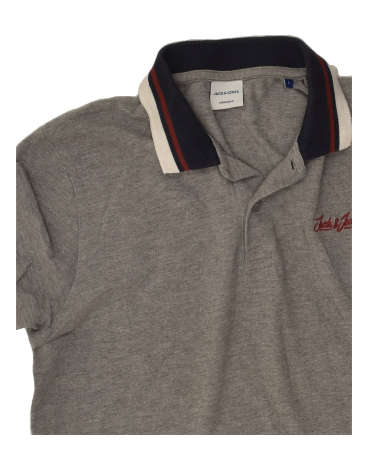 JACK & JONES Mens Polo Shirt Large Grey Cotton | Vintage Jack & Jones | Thrift | Second-Hand Jack & Jones | Used Clothing | Messina Hembry 