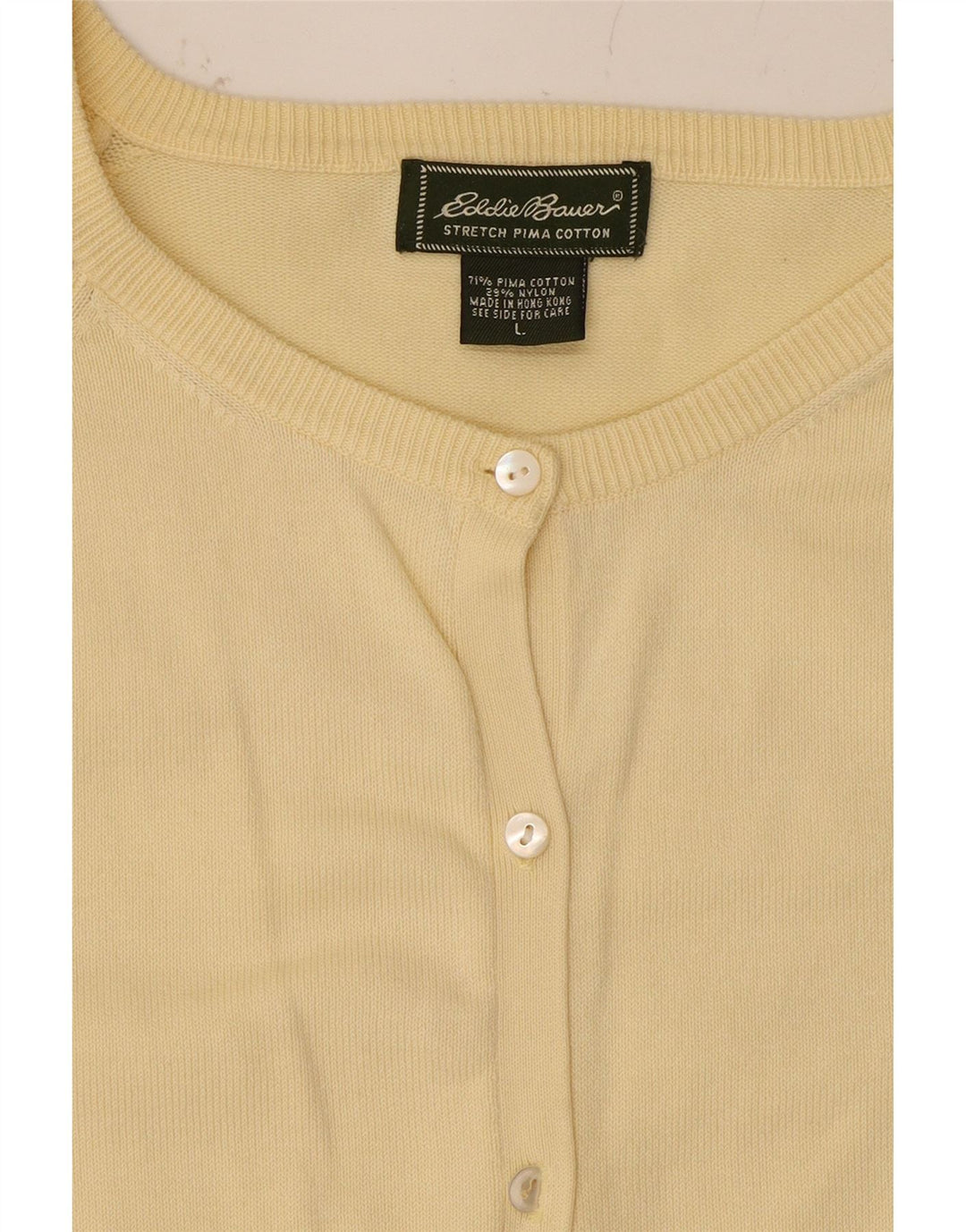 EDDIE BAUER Womens Cardigan Sweater UK 16 Large Off White Cotton Vintage Eddie Bauer and Second-Hand Eddie Bauer from Messina Hembry 