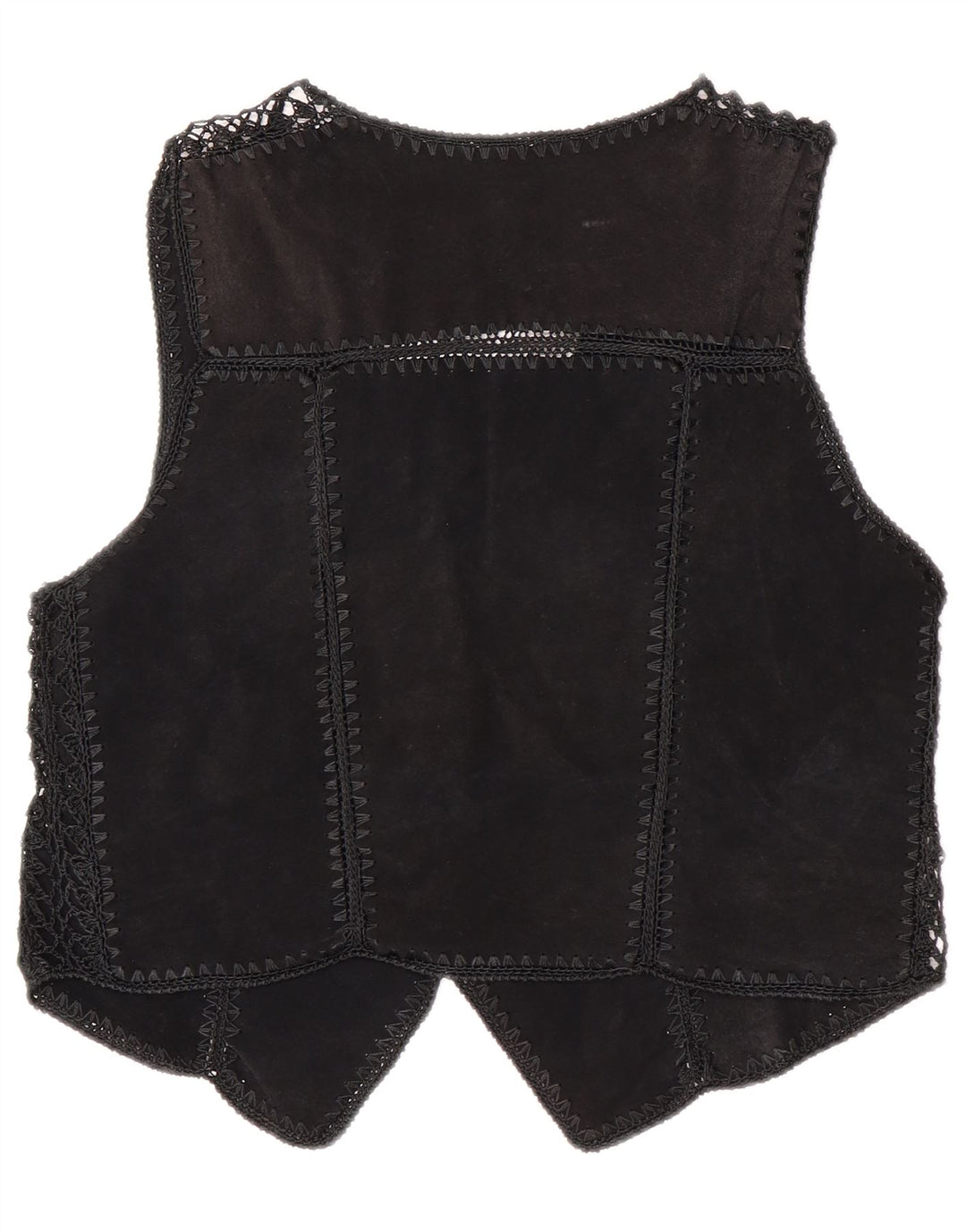 Vintage Dame Crop Ruskind Vest UK 14 Medium Sort Patchwork