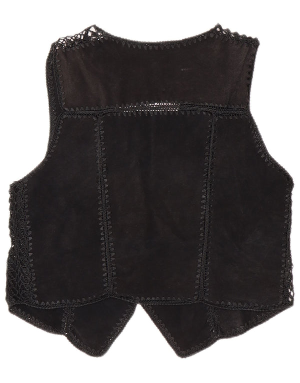 Vintage Dame Crop Ruskind Vest UK 14 Medium Sort Patchwork