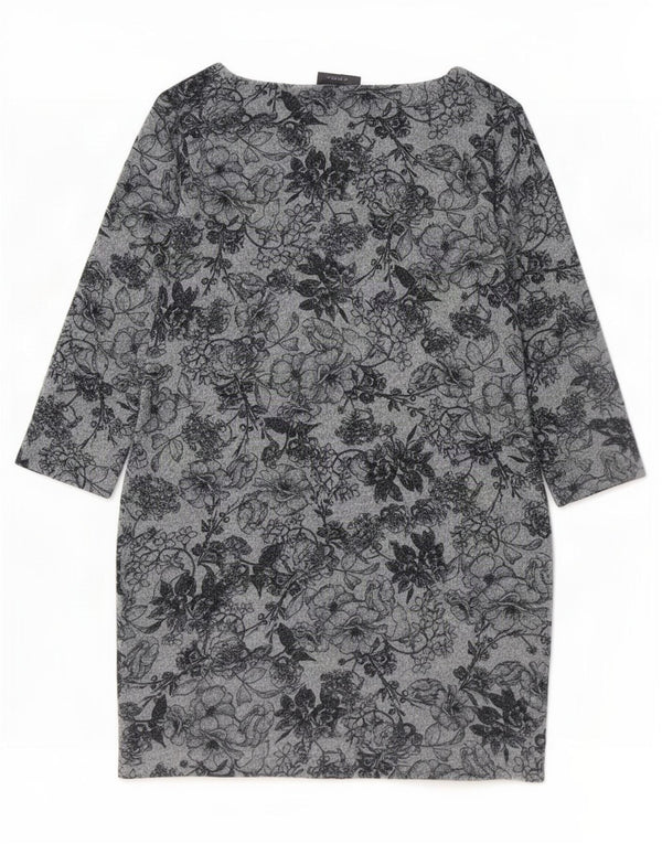 Marks & Spencer Dame 3/4-ærmet Tunikakjole UK 14 Stor Grå Blomster