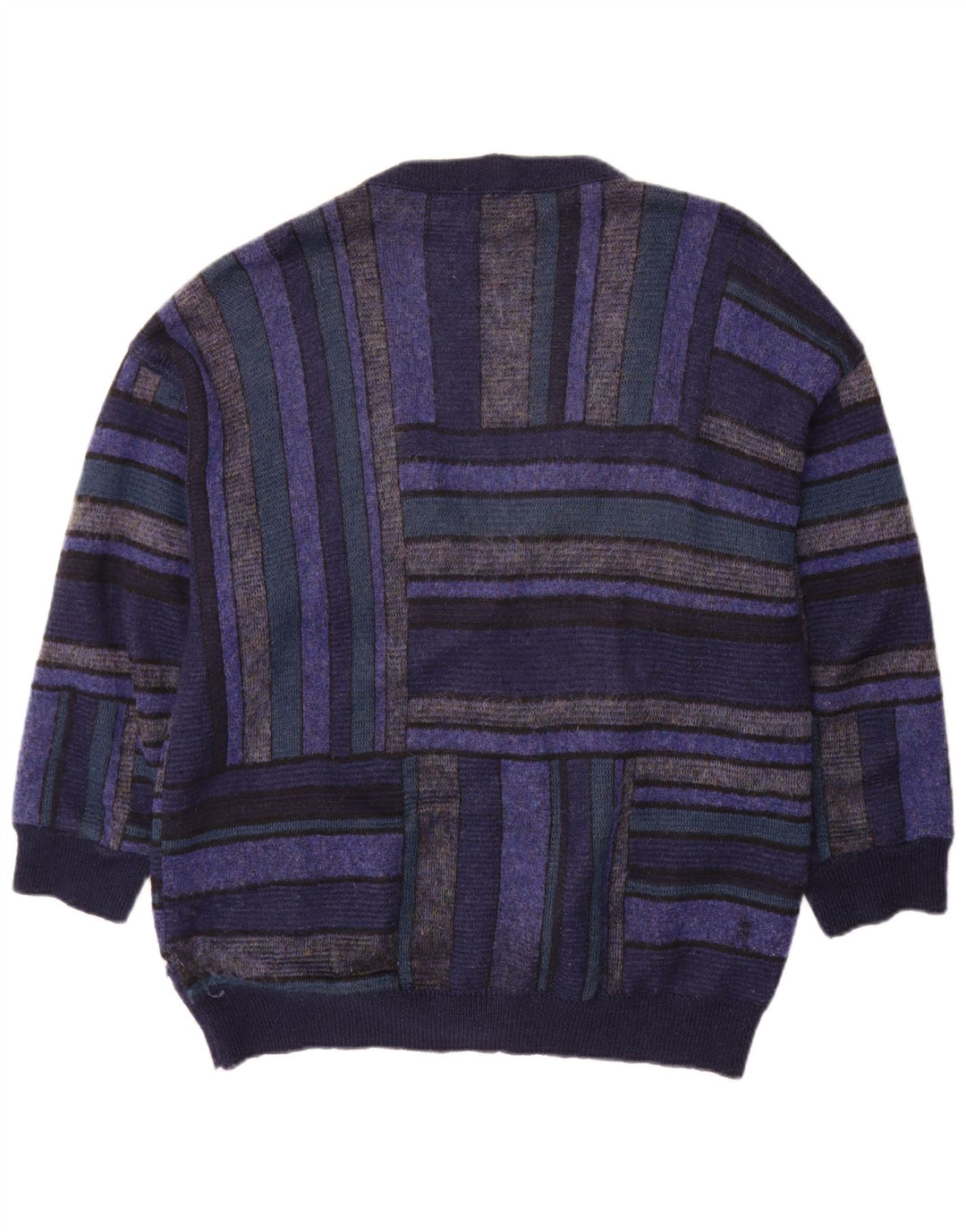Bizzarro herre cardigan sweater XL marineblå stribet uld