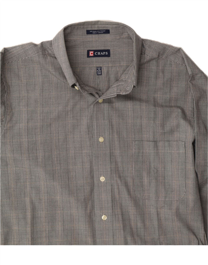 CHAPS Mens Shirt Size 16 1/2 Large Grey Check Cotton Vintage Chaps and Second-Hand Chaps from Messina Hembry 