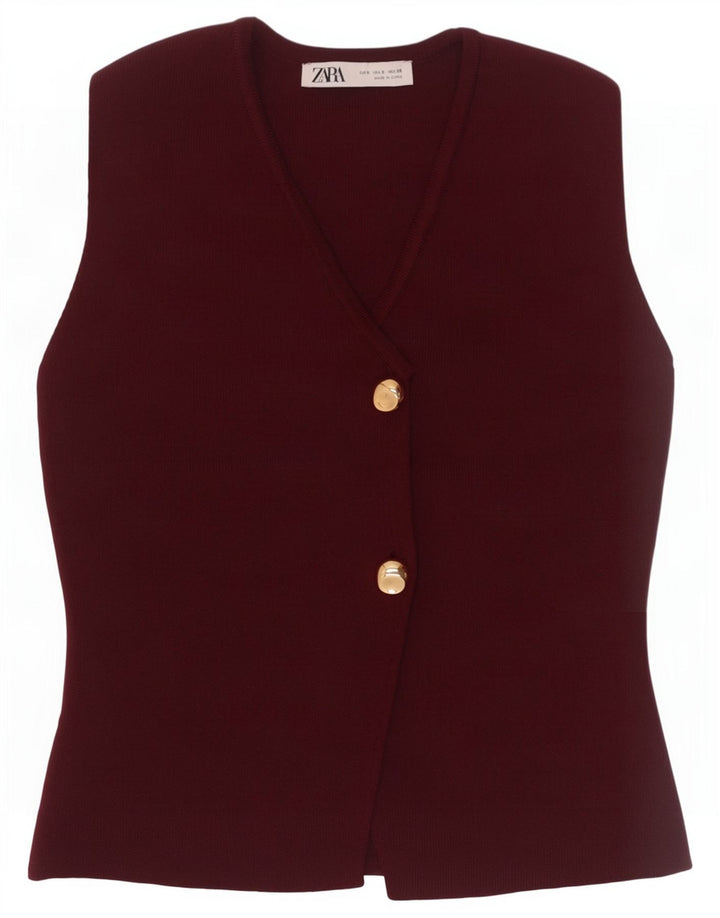 Zara Damestrik vest UK 8 Small Burgundy