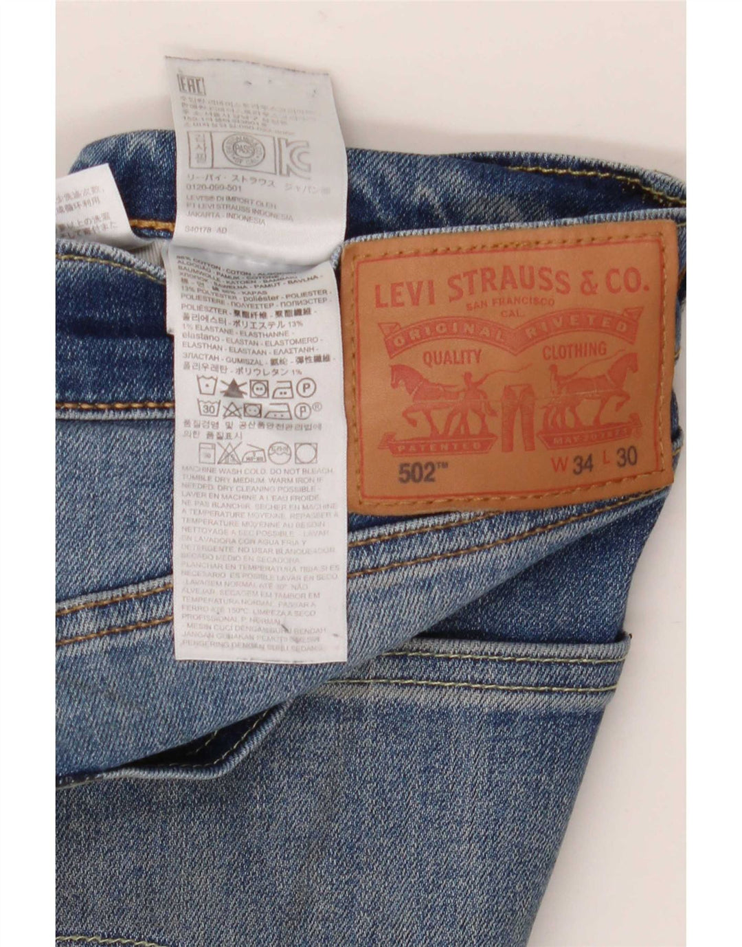Levi's Herre 502 tilspidsede jeans W34 L30 blå bomuld