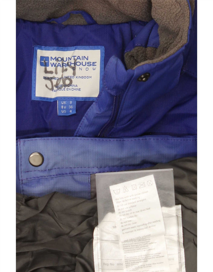 Mountain Warehouse Dame Hætte Skijakke UK 8 Small Blue Colourblock