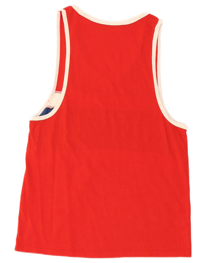 BENETTON Herre grafisk vest Top XS Rød Colourblock Bomuld