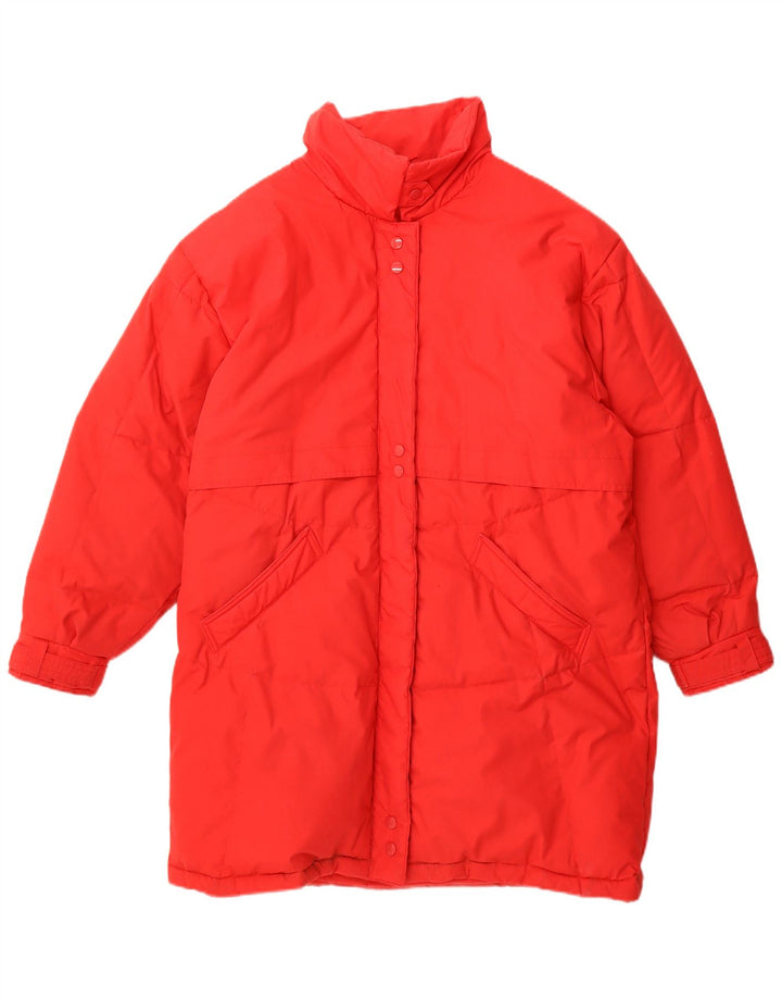 Vintage oversize polstret frakke til kvinder EU 36/38 Lille rød polyester