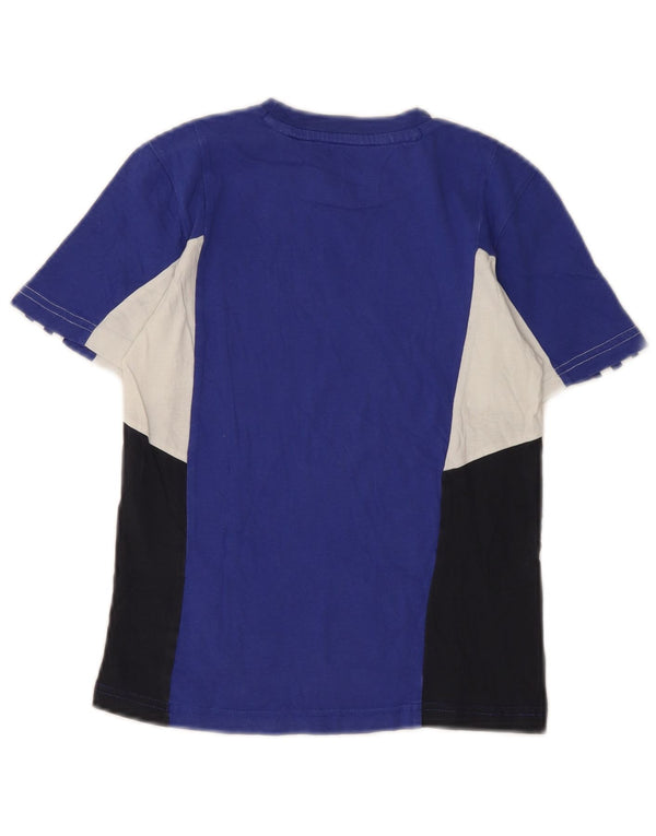 Adidas Boys T-Shirt Top 7-8 år Blå Colourblock Bomuld