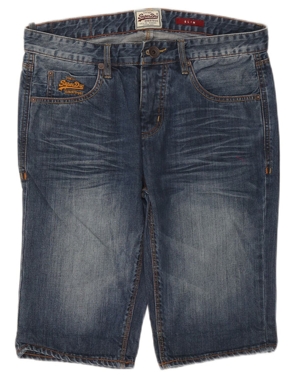 Superdry Slim denimshorts til mænd W30 mellemblå bomuld