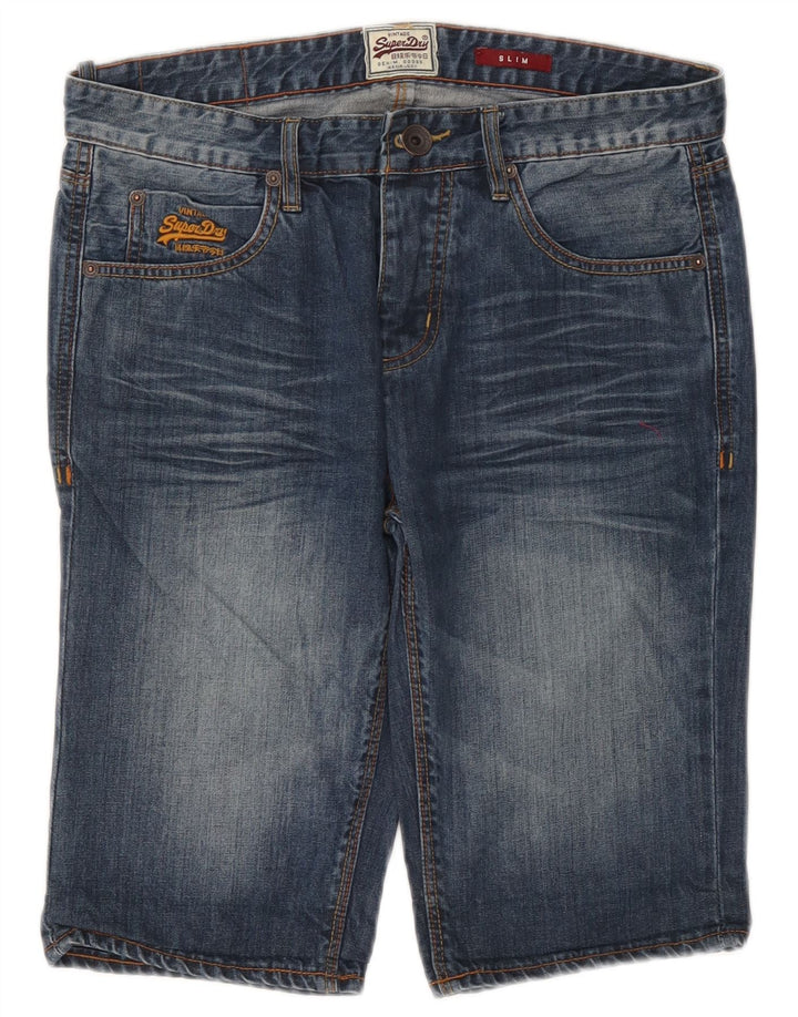 Superdry Slim denimshorts til mænd W30 mellemblå bomuld