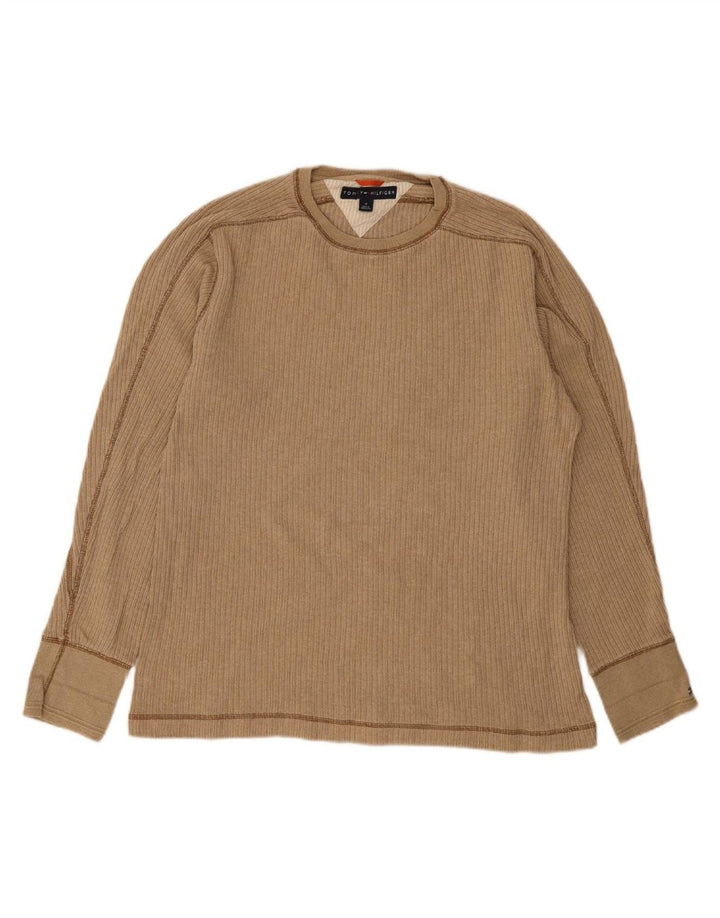 TOMMY HILFIGER Mens Top Long Sleeve Medium Beige