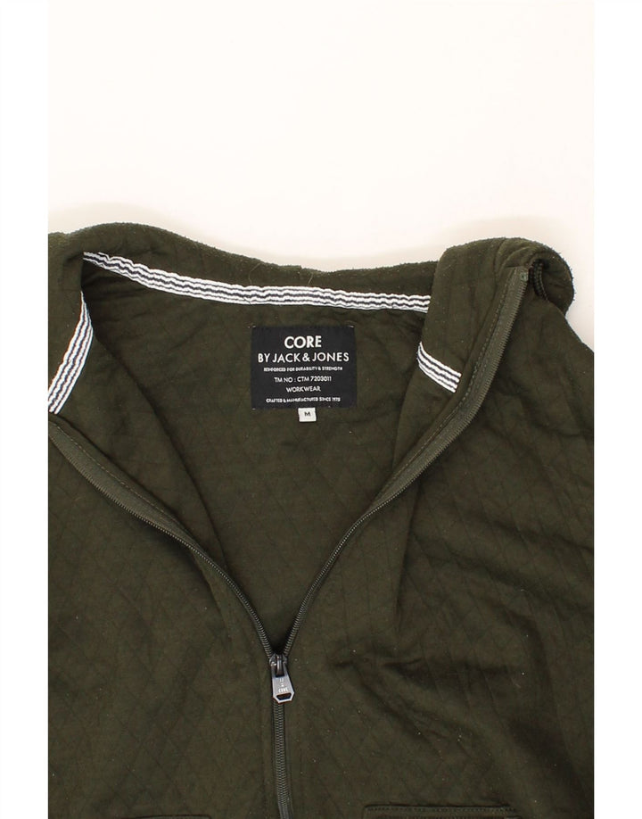 JACK & JONES Mens Workwear Zip Hoodie Sweater Medium Green Polyester Vintage Jack & Jones and Second-Hand Jack & Jones from Messina Hembry 