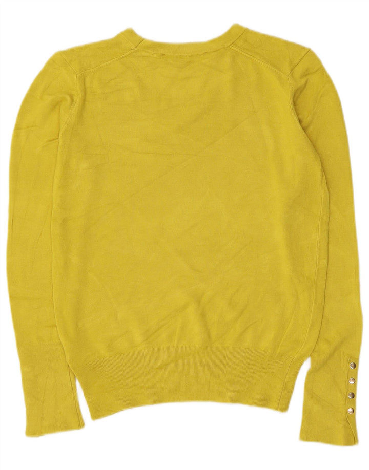 Zara Womens Crop Boat Neck Jumper Sweater UK 12 Medium Yellow Viscose