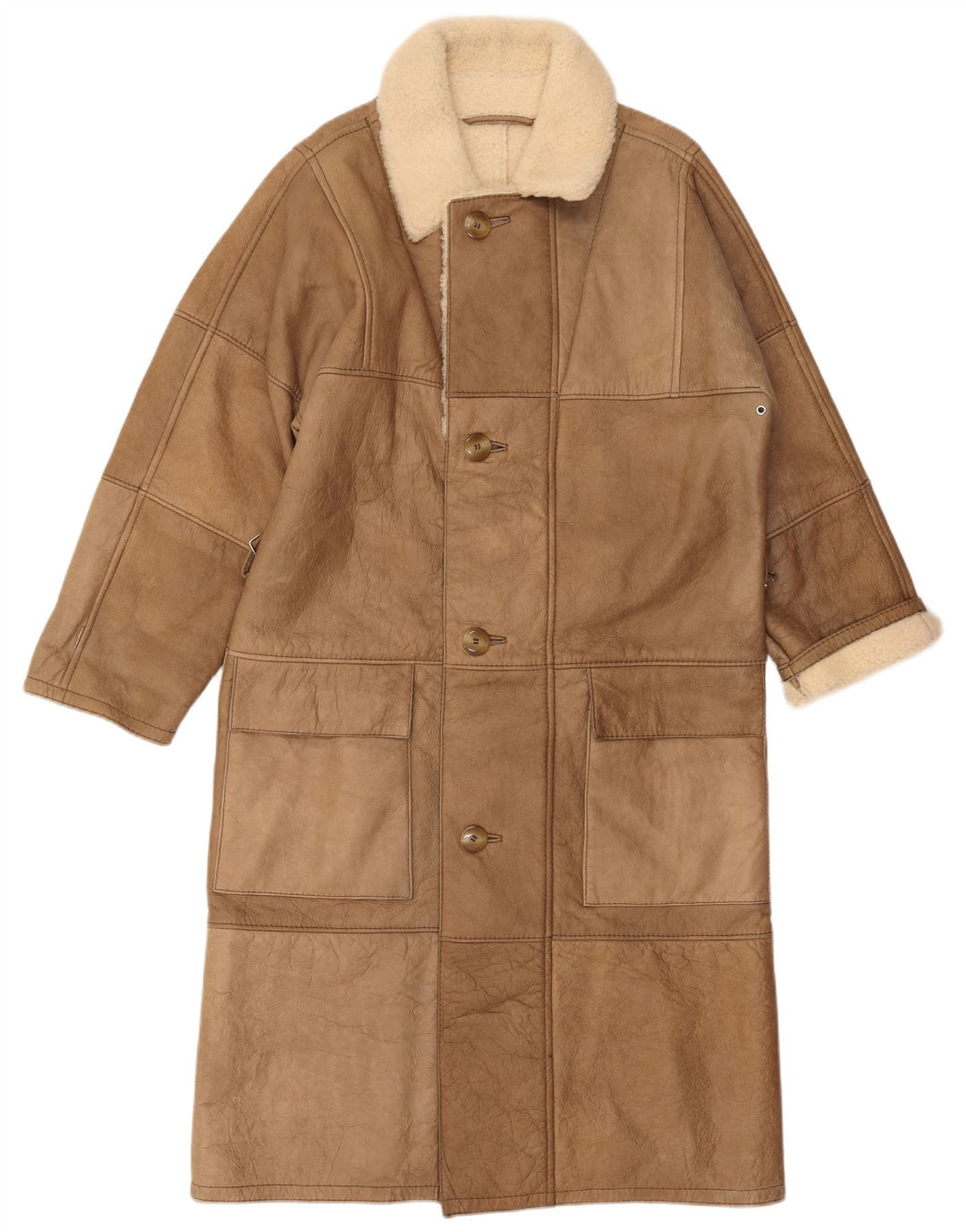 LORINGHOVEN Herre Shearling Overfrakke UK 36 Small Beige Lammeskind