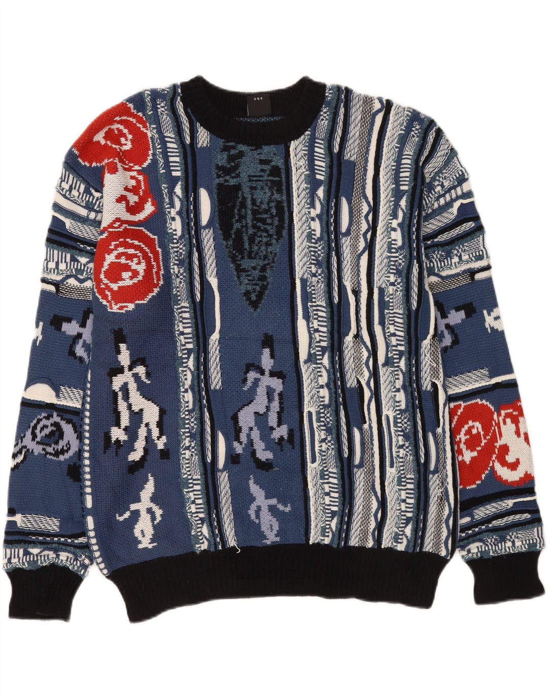 Urban Outfitters Herre abstrakt mønster rund hals sweater mellemblå