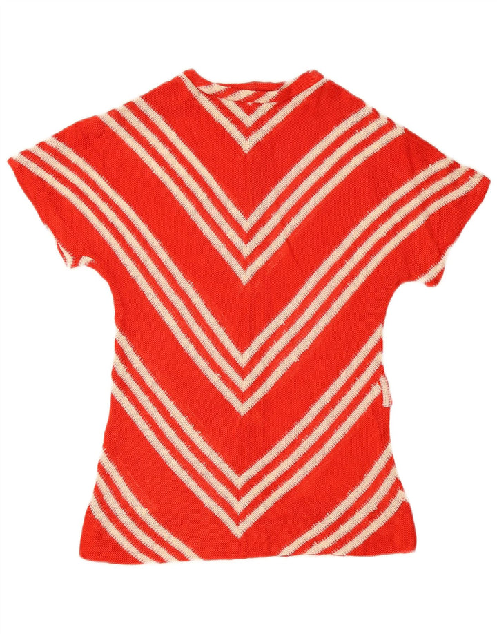 Vintage strikbluse til kvinder EU 40 Medium Rød Chevron
