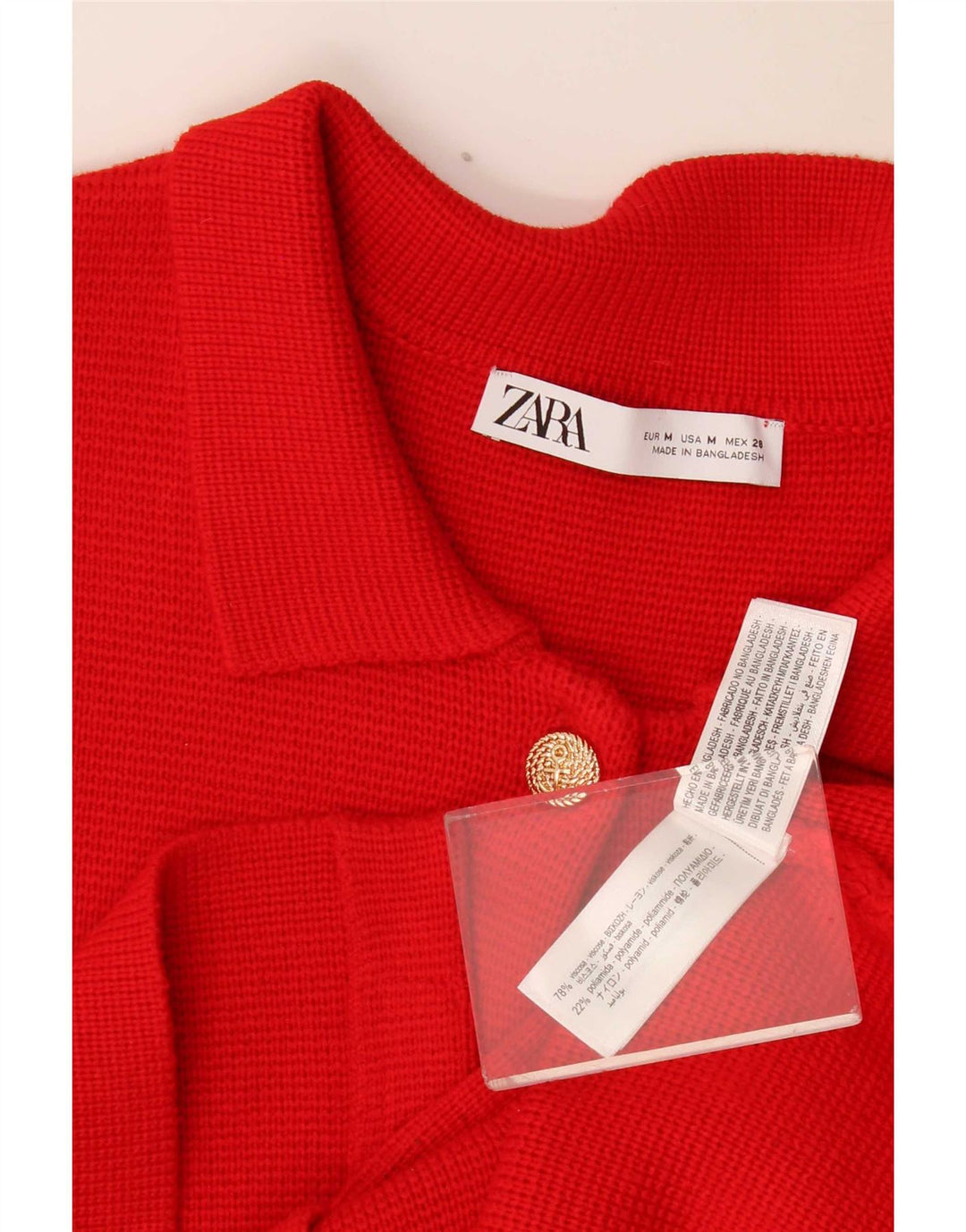 Zara Dame Cardigan Sweater UK 14 Medium Red Viscose