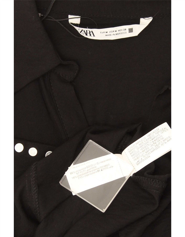 Zara skjortekjole til kvinder UK 12 Medium Black Viscose