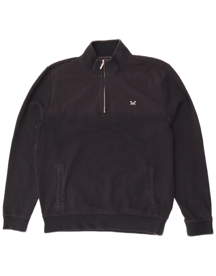 CREW CLOTHING Sweatshirt med lynlås til mænd, stor sort farveblok