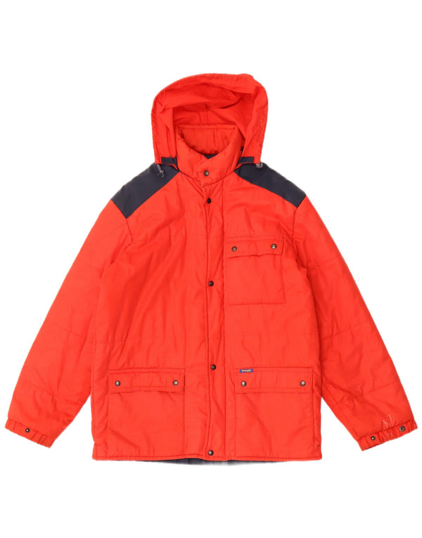Wrangler Polstret hættejakke til kvinder UK 20 2XL Rød Colourblock