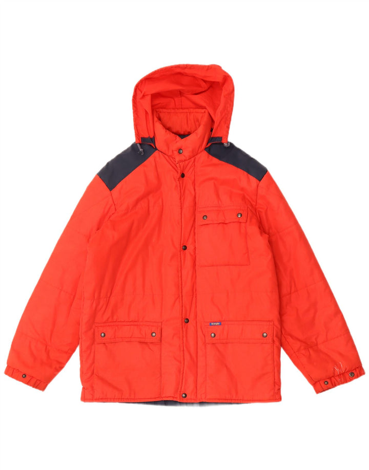 Wrangler Polstret hættejakke til kvinder UK 20 2XL Rød Colourblock