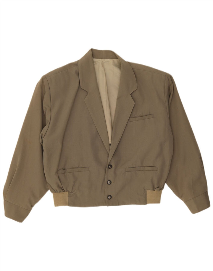 Polbot Herre Loose Fit Bomber Jacket UK 36 Small Khaki Cotton