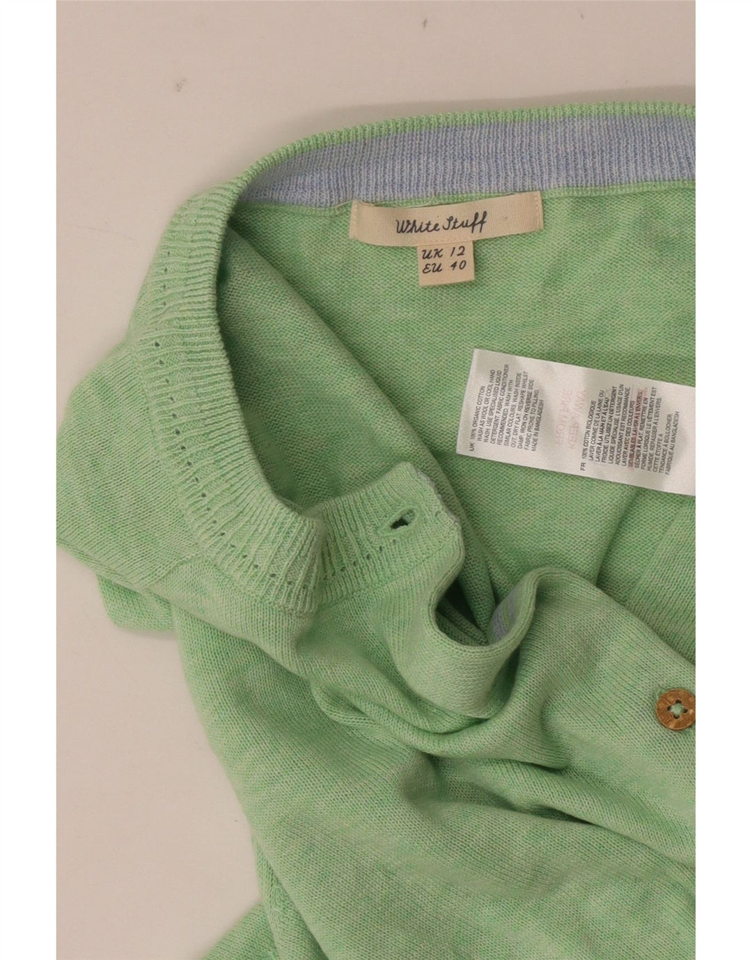 White Stuff Womens Cardigan Sweater UK 12 Medium Green Flecked Bomuld