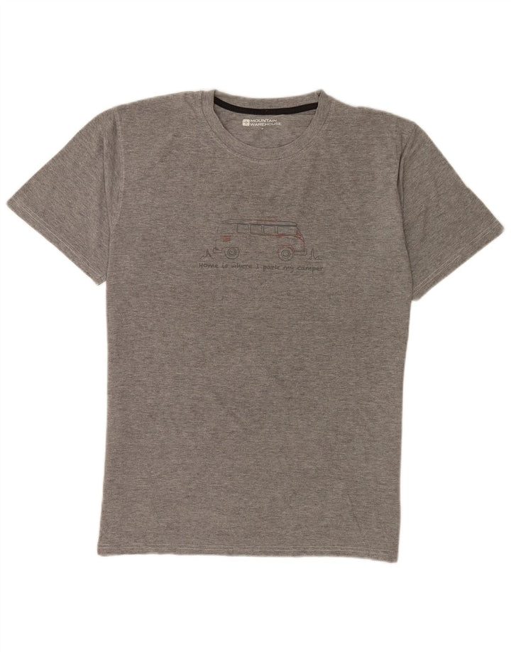 Mountain Warehouse Herre grafisk T-shirt Top Medium Grey Flecked Bomuld