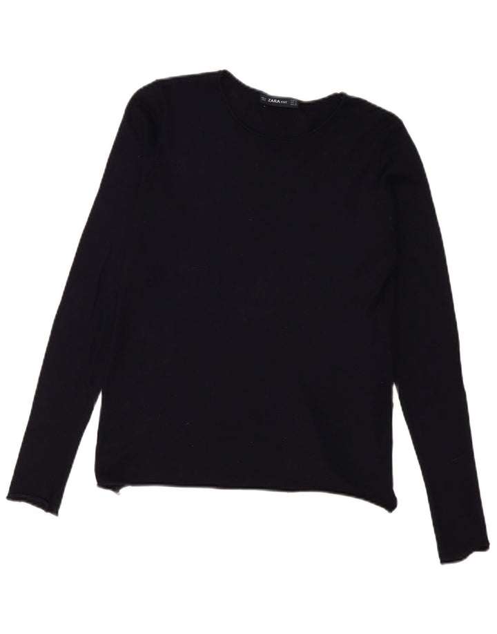 Zara Dame Boat Neck Jumper Sweater UK 12 Medium Navy Blue