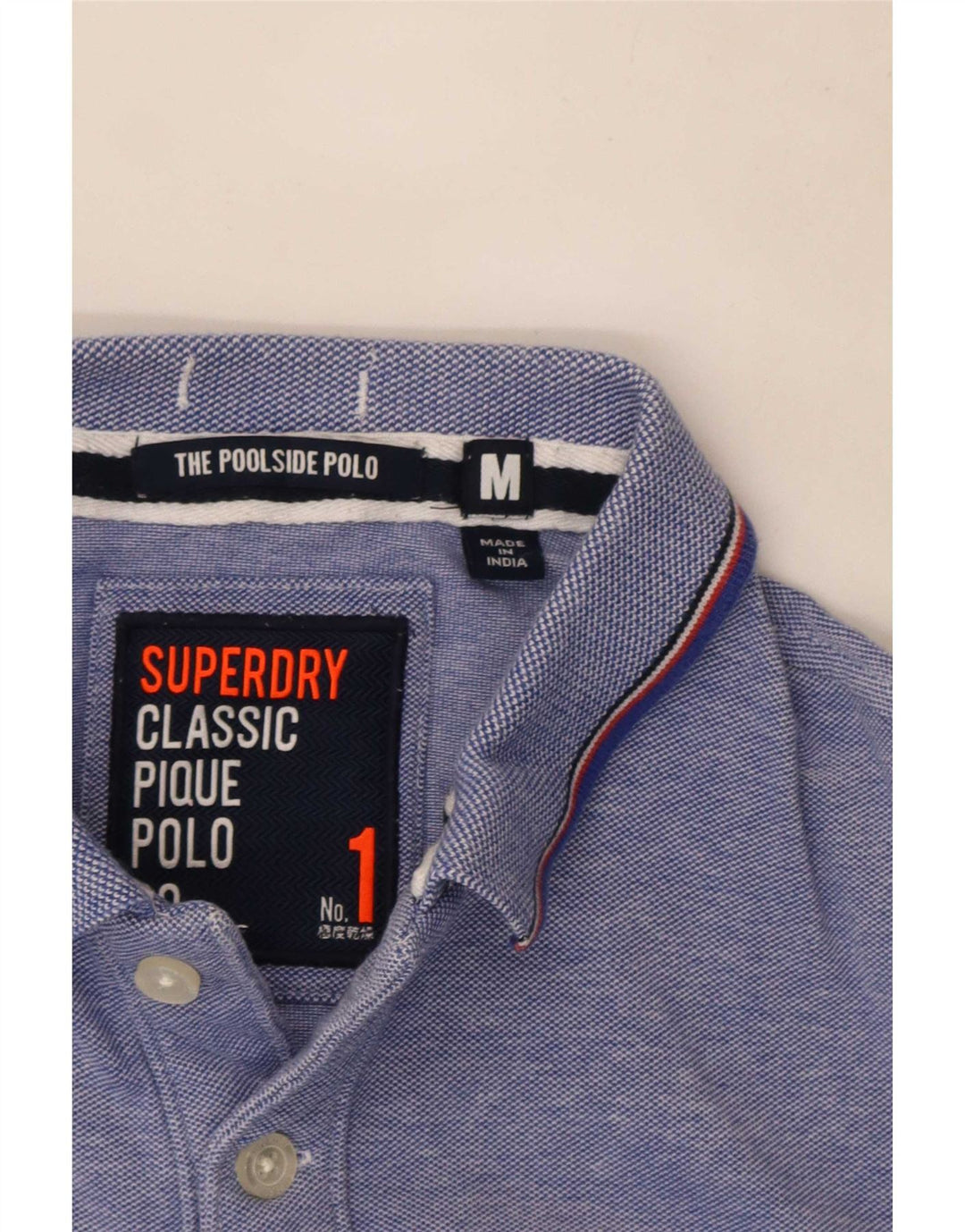Superdry herre poloshirt mellemblå stribet