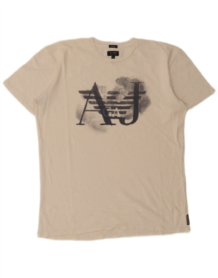 Armani Jeans Herre Regular Fit Grafisk T-Shirt Top Stor Hvid