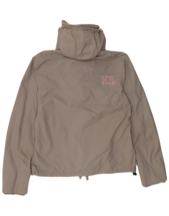 Superdry vindjakke med hætte til kvinder UK 16 Stor grå nylon